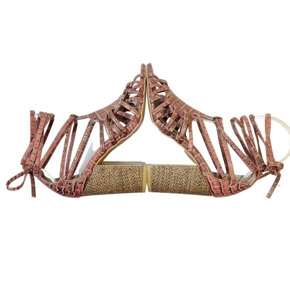 Anthropologie Miss Albright Ankle Wrap Strap Boho Sandals Blush Leather Size 6.5 - Picture 12 of 16